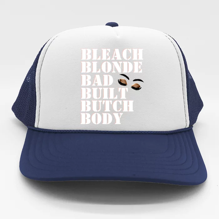 Bleach Blonde Bad Built Graphic Letter Print Gift Trucker Hat