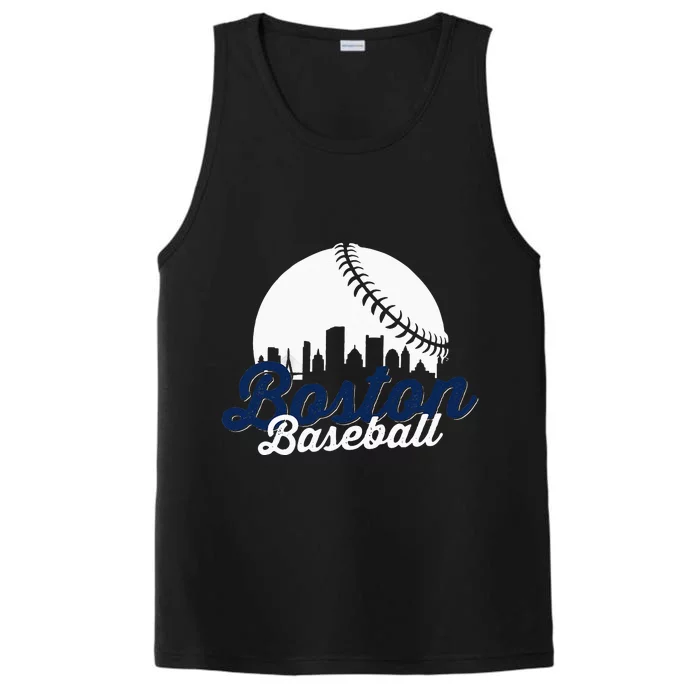 Boston Baseball Ball City Massachusetts Retro Vintage Performance Tank