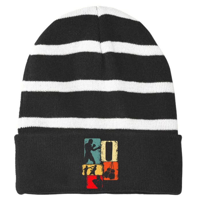 Boxer Boxing Striped Beanie with Solid Band