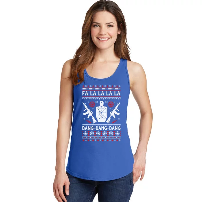 Bang Bang Bang Ar15 Gun Point Ugly Christmas Gift Ladies Essential Tank