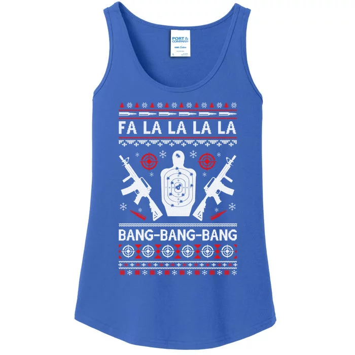 Bang Bang Bang Ar15 Gun Point Ugly Christmas Gift Ladies Essential Tank