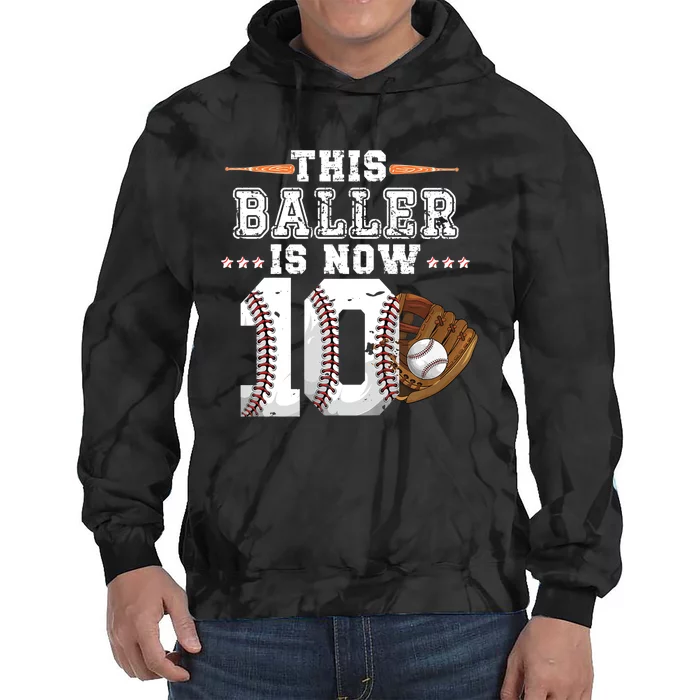 Boy Baseball Birthday age 10 Sports themed birthday Tie Dye Hoodie