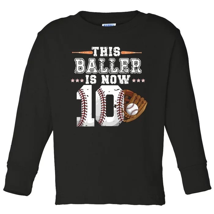 Boy Baseball Birthday age 10 Sports themed birthday Toddler Long Sleeve Shirt