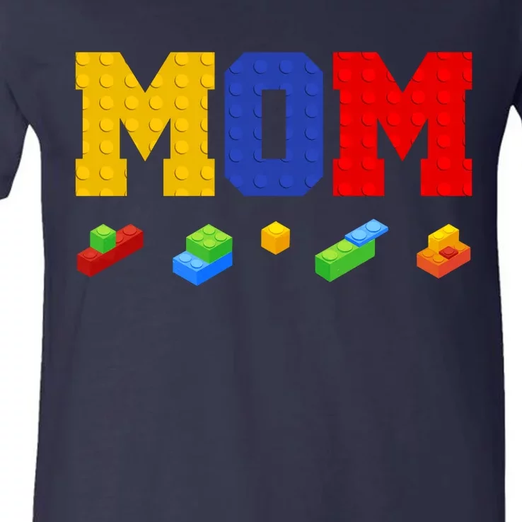 Builder Building Blocks Mom V-Neck T-Shirt