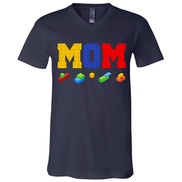 Builder Building Blocks Mom V-Neck T-Shirt