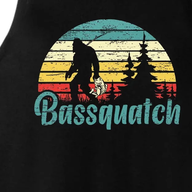 Bassquatch Bigfoot Believer Bass Fishing Yeti Sasquatch Ladies Tri-Blend Wicking Tank