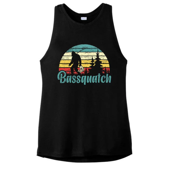 Bassquatch Bigfoot Believer Bass Fishing Yeti Sasquatch Ladies Tri-Blend Wicking Tank