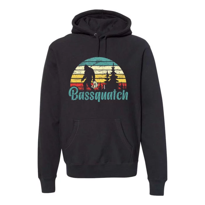 Bassquatch Bigfoot Believer Bass Fishing Yeti Sasquatch Premium Hoodie