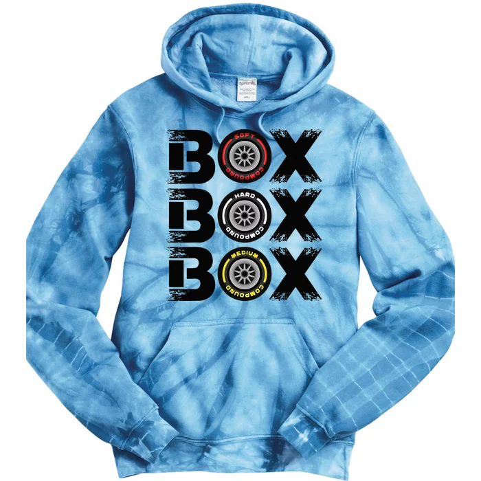 Box Box Box F1 Tyre Compound V2 Car Lover Tie Dye Hoodie