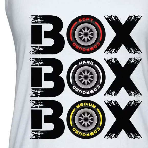 Box Box Box F1 Tyre Compound V2 Car Lover Ladies Essential Flowy Tank