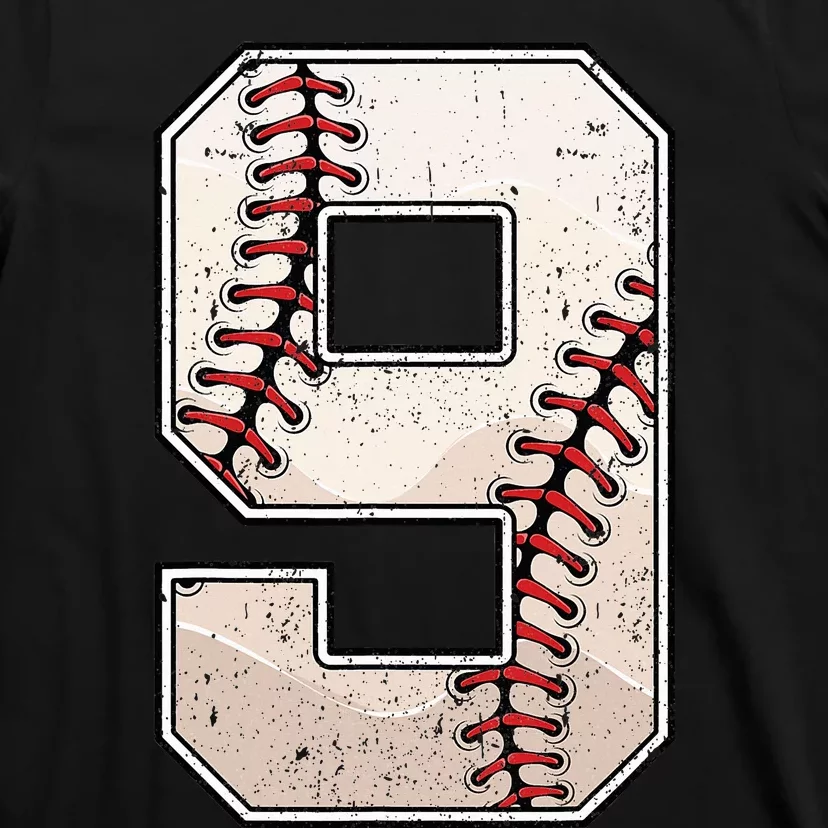 Baseball Birthday Boy Nine 9 Years Old Ninth 9th Bday Party T-Shirt