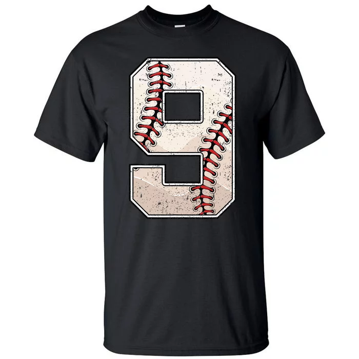 Baseball Birthday Boy Nine 9 Years Old Ninth 9th Bday Party Tall T-Shirt