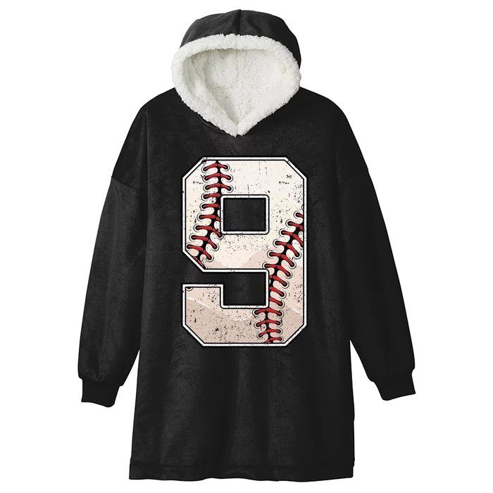 Baseball Birthday Boy Nine 9 Years Old Ninth 9th Bday Party Hooded Wearable Blanket