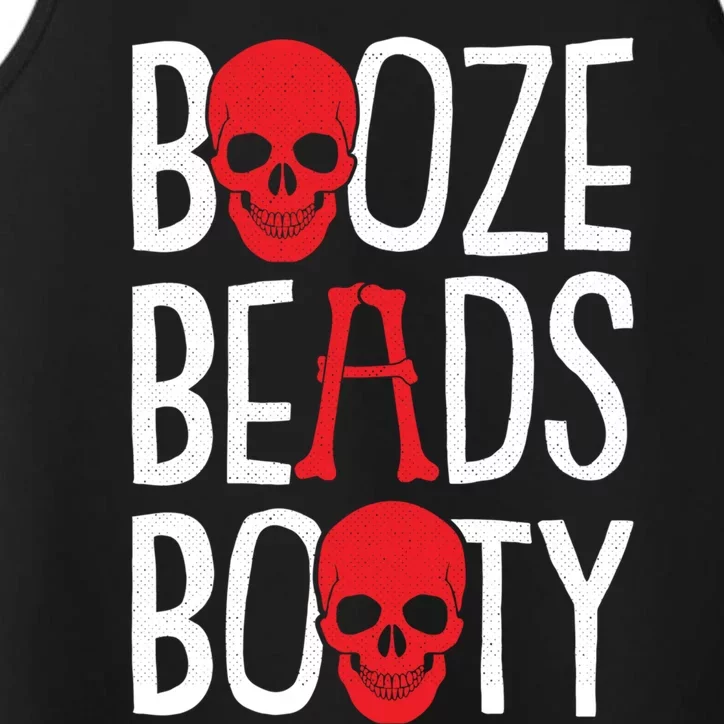 Booze Beads Booty Gasparilla Pirate Festival Jollyroger Gift Performance Tank