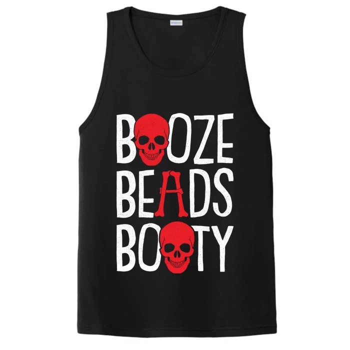 Booze Beads Booty Gasparilla Pirate Festival Jollyroger Gift Performance Tank