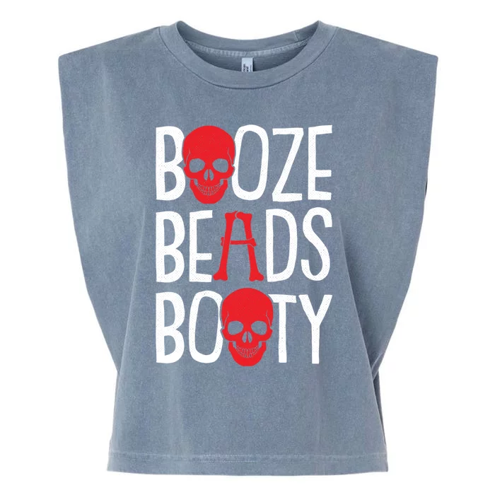 Booze Beads Booty Gasparilla Pirate Festival Jollyroger Gift Garment-Dyed Women's Muscle Tee