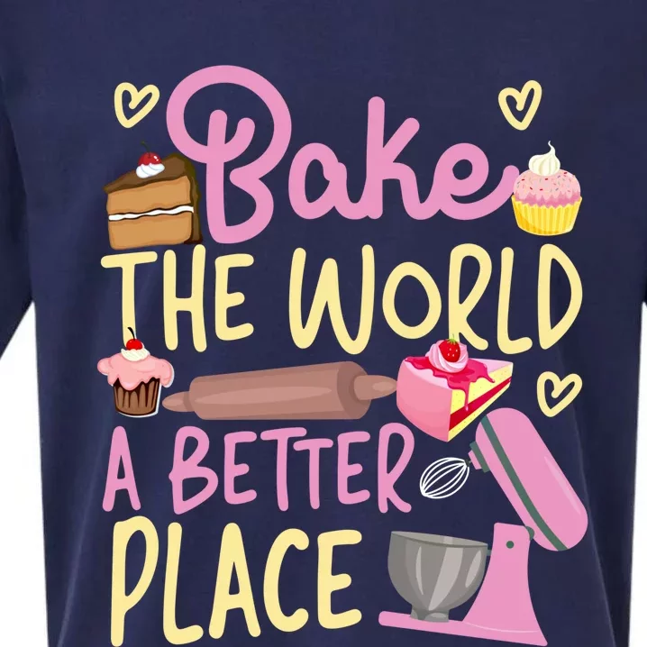 Bake Baking Beater Bake The World A Better Place Funny Gift Sueded Cloud Jersey T-Shirt