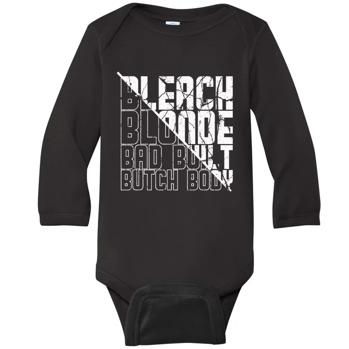 Bleach Blonde Bad Built Butch Body Retro Baby Long Sleeve Bodysuit