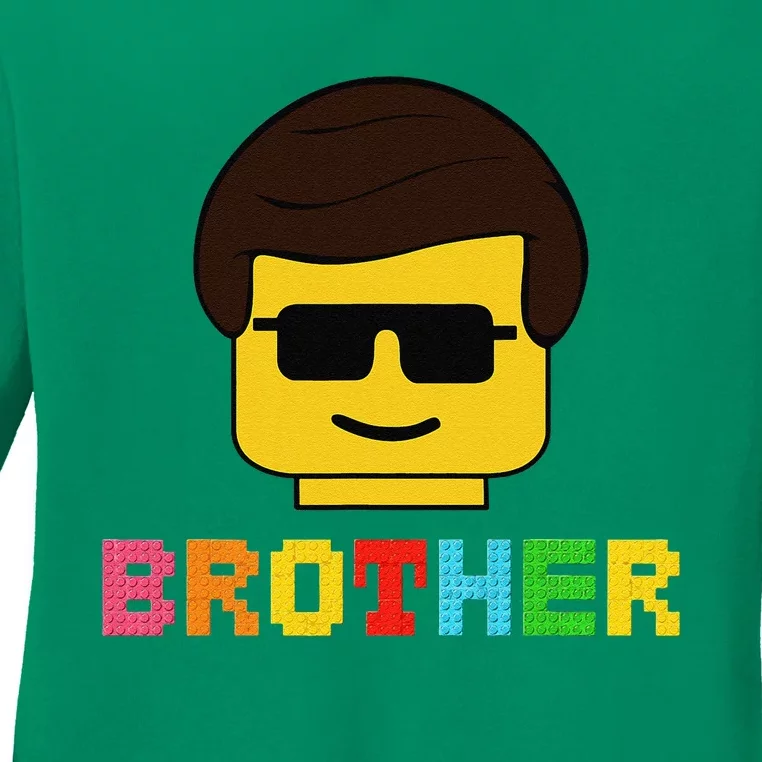 Block Brick Building Brother Master Builder Matching Family Ladies Long Sleeve Shirt