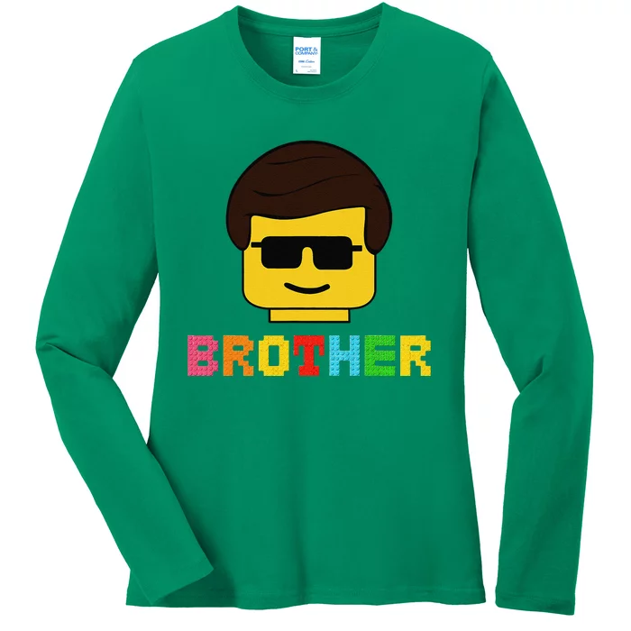 Block Brick Building Brother Master Builder Matching Family Ladies Long Sleeve Shirt