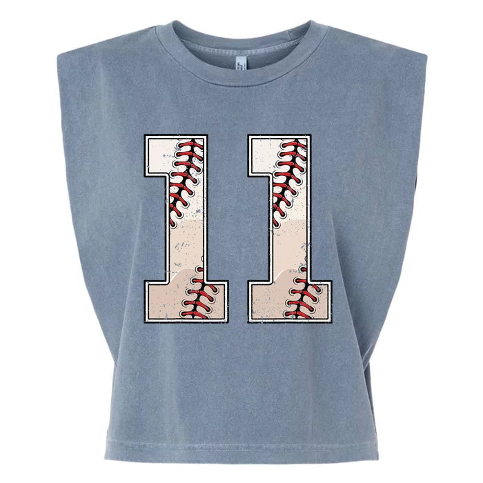 Baseball Birthday Boy Eleven 11 Years Old 11th Bday Party Garment-Dyed Women's Muscle Tee