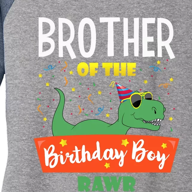 Birthday Boy Brother Of Dinosaurs Lover Son Funny For A Women's Tri-Blend 3/4-Sleeve Raglan Shirt