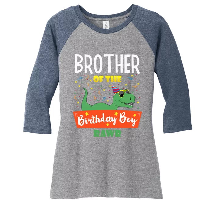 Birthday Boy Brother Of Dinosaurs Lover Son Funny For A Women's Tri-Blend 3/4-Sleeve Raglan Shirt