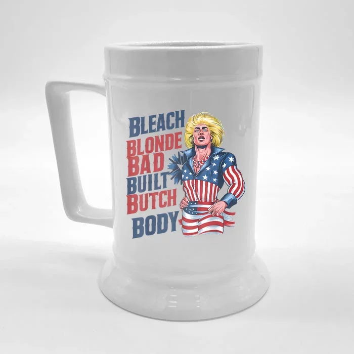 Bleach Blonde Bad Built Butch Body Funny Sarcastic Front & Back Beer Stein