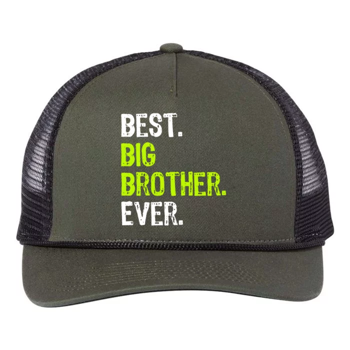 Best Big Brother Ever Teenager Older Sibling For Boys Retro Rope Trucker Hat Cap