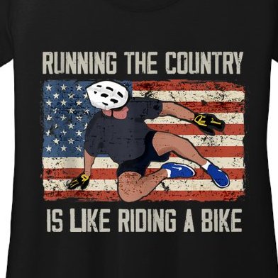 Biden Bike Bicycle Running The Country Is Like Riding A Bike Women’s Scoop Neck T-Shirt