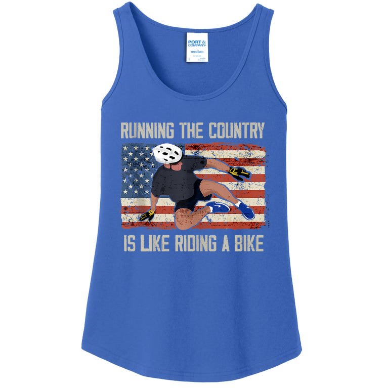 Biden Bike Bicycle Running The Country Is Like Riding A Bike Ladies Essential Tank