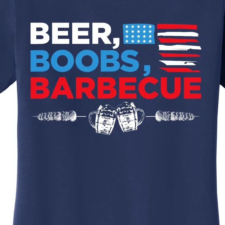 Beer Boobs Barbecue July 4th Memorial Celebration Women's T-Shirt