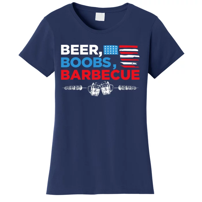 Beer Boobs Barbecue July 4th Memorial Celebration Women's T-Shirt