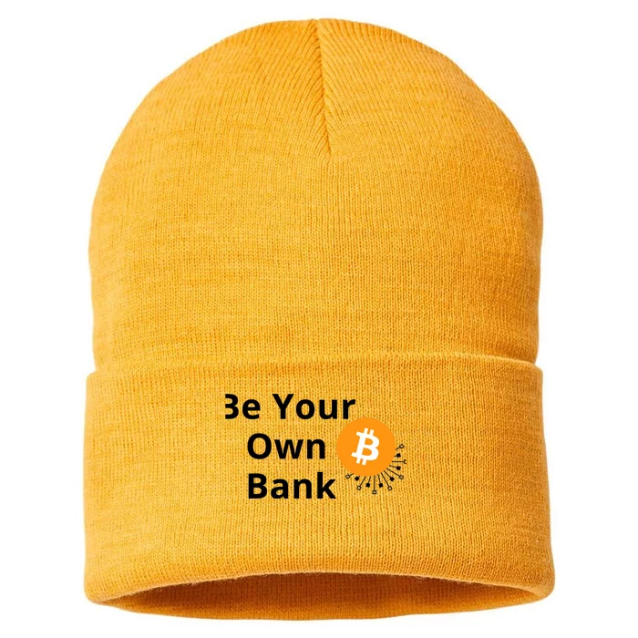 BTC Bitcoin Be Your Own Bank Crypto Sustainable Knit Beanie