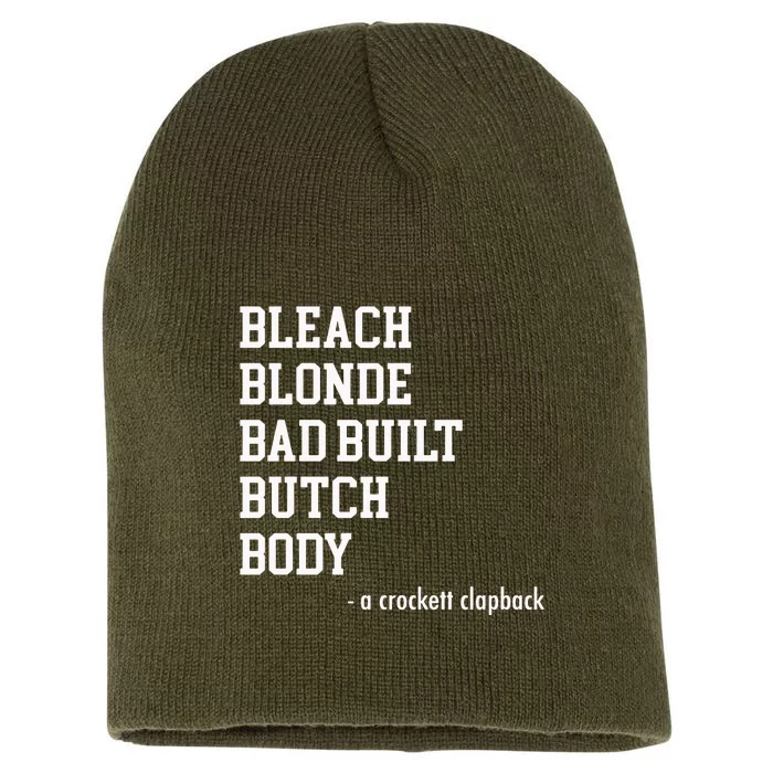 Bleach Blonde Bad Built Botched Body Short Acrylic Beanie