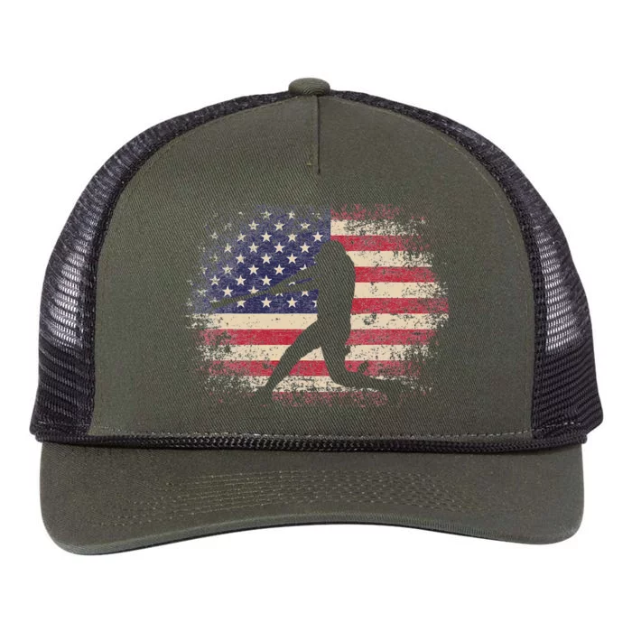 Baseball Bat Ball 4th of July Christmas Gift American Flag Retro Rope Trucker Hat Cap