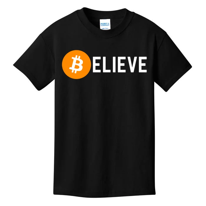 Bitcoin Believe Bitcoin Holder Kids T-Shirt