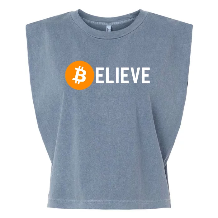 Bitcoin Believe Bitcoin Holder Garment-Dyed Women's Muscle Tee