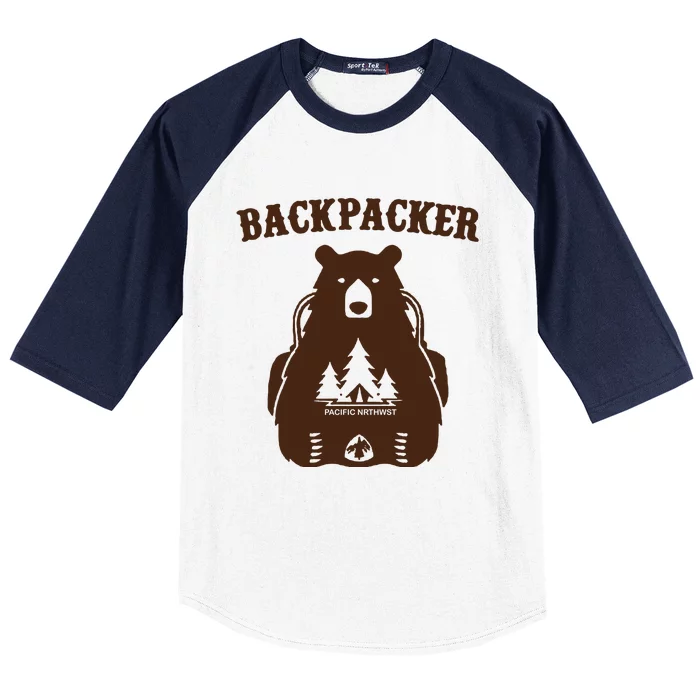 Backpacker Bear Baseball Sleeve Shirt