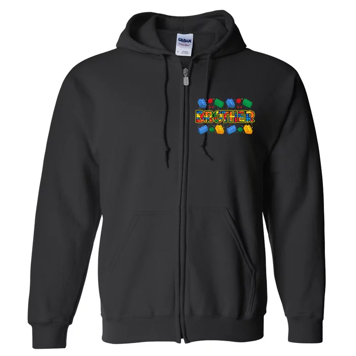 Brother Brick Builder Boy Master Builder Blocks Building Full Zip Hoodie