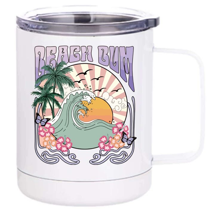 Beach Bum Beach Vibes Summer Front & Back 12oz Stainless Steel Tumbler Cup