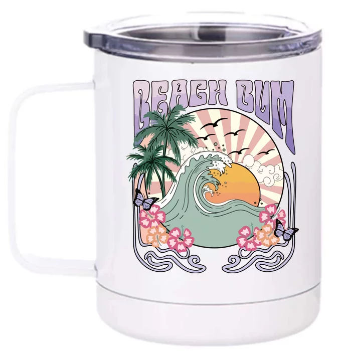 Beach Bum Beach Vibes Summer Front & Back 12oz Stainless Steel Tumbler Cup