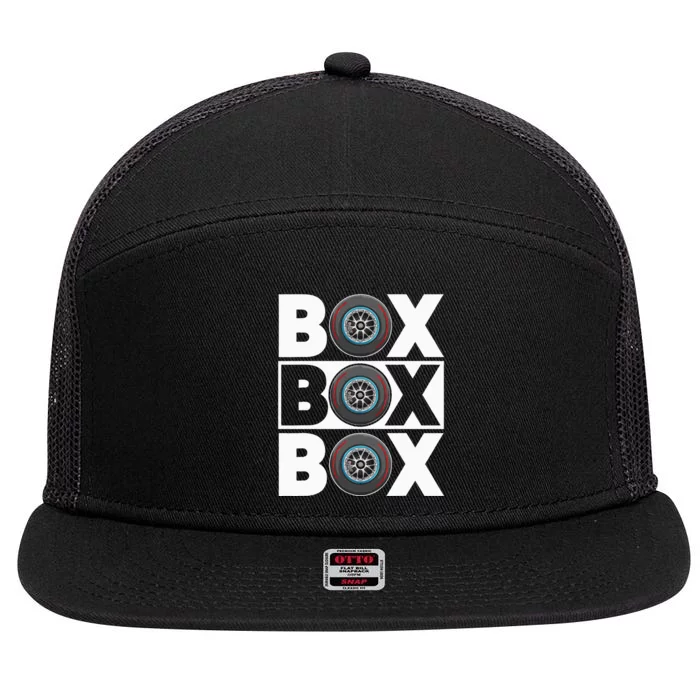 Box Box Box F1 Drag Racing Race Drifting Fast Cars 7 Panel Mesh Trucker Snapback Hat