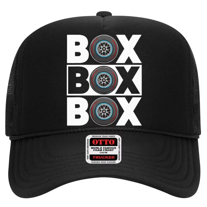 Box Box Box F1 Drag Racing Race Drifting Fast Cars High Crown Mesh Trucker Hat