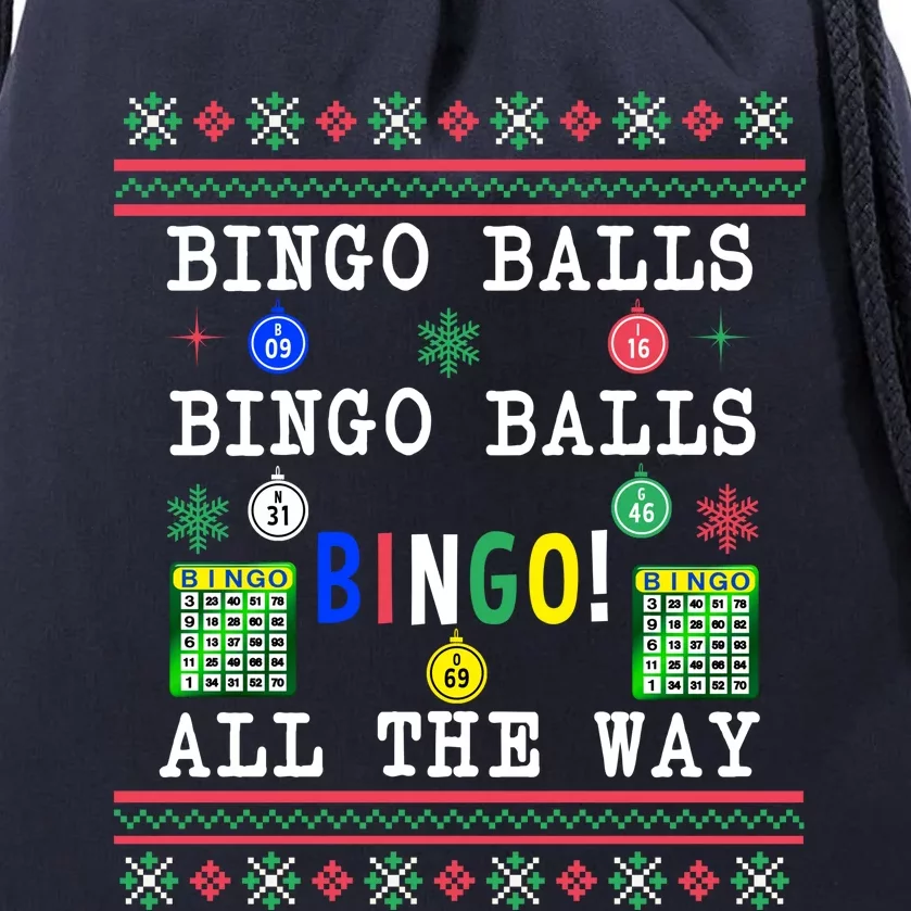 Bingo Balls Bingo All The Way Ugly Xmas Drawstring Bag