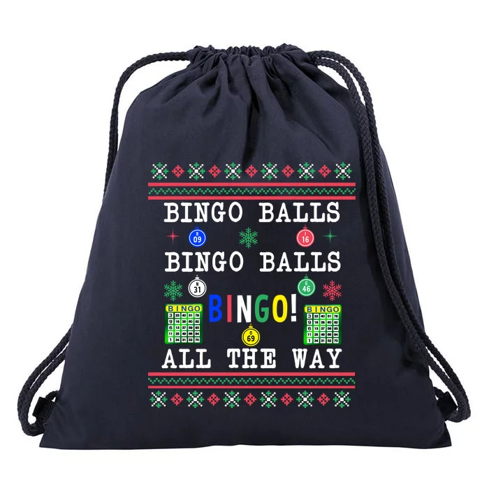 Bingo Balls Bingo All The Way Ugly Xmas Drawstring Bag