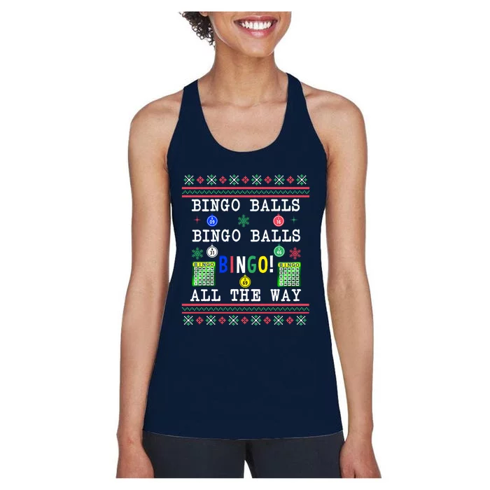 Bingo Balls Bingo All The Way Ugly Xmas Women's Racerback Tank