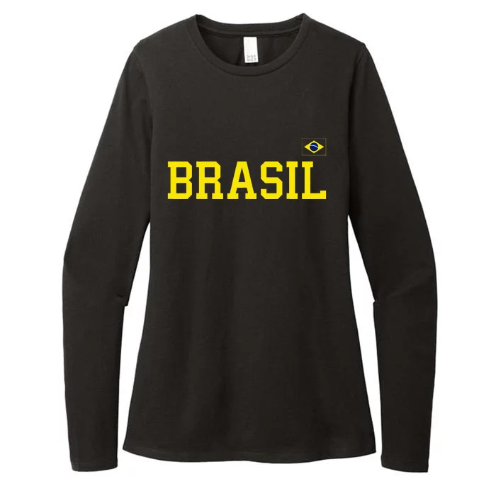 Brazil Brasil Brazilian Flag Green Womens CVC Long Sleeve Shirt