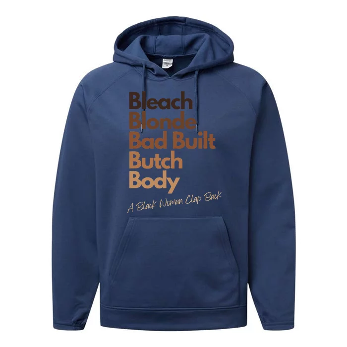 Bleach Blonde Bad Built Bitch Body Black Woman Melanin Performance Fleece Hoodie