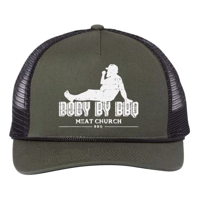 Body By Bbq Funny Barbecue Grill Meat Lover Retro Rope Trucker Hat Cap